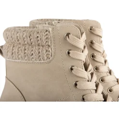 Bottines BEIGE Femme Motif Uni Lacets