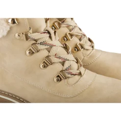 Bottines BEIGE Femme Motif Fausse Fourrure Lacets
