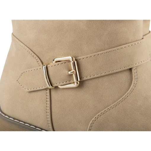 Bottines BEIGE Femme Motif Fausse Fourrure Fermeture éclair