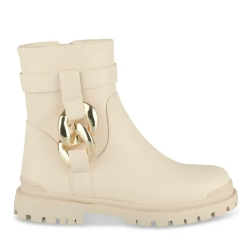 Bottines BEIGE Fille Motif Chaîne Fermeture éclair