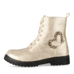 Bottines BEIGE Fille Motif Uni Lacets + Fermeture éclair