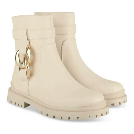 Bottines BEIGE Fille Motif Chaîne Fermeture éclair