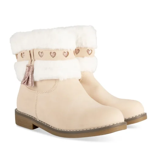 Bottines BEIGE Fille Motif Uni Fermeture éclair