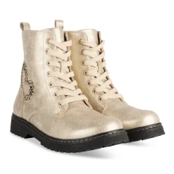Bottines BEIGE Fille Motif Uni Lacets + Fermeture éclair