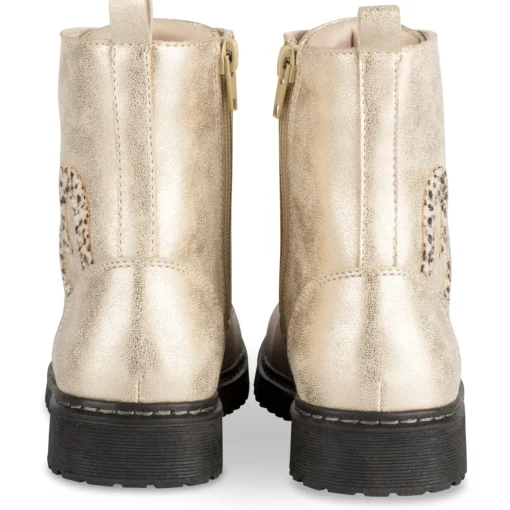 Bottines BEIGE Fille Motif Uni Lacets + Fermeture éclair