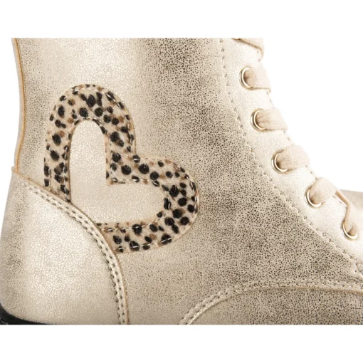 Bottines BEIGE Fille Motif Uni Lacets + Fermeture éclair