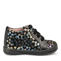 Bottines Bottines NOIR Fille CUIR Motif Uni Lacets