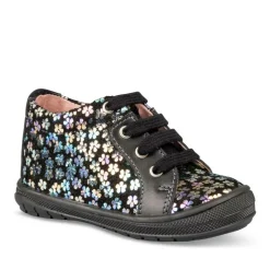 Bottines Bottines NOIR Fille CUIR Motif Uni Lacets