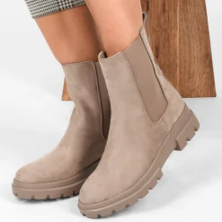 Bottines Chelsea BEIGE Femme Motif Uni A Enfiler