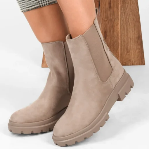 Bottines Chelsea BEIGE Femme Motif Uni A Enfiler