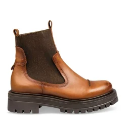 Bottines Chelsea COGNAC Femme CUIR Motif Uni A Enfiler