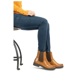 Bottines Chelsea COGNAC Femme Motif Uni A Enfiler
