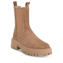 Bottines Chelsea COGNAC Femme CUIR Motif Uni Elastique