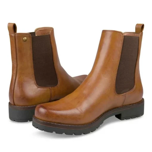 Bottines Chelsea COGNAC Femme Motif Uni A Enfiler