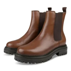 Bottines Chelsea COGNAC Femme CUIR Motif Uni A Enfiler