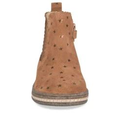 Bottines Chelsea COGNAC Fille CUIR Motif Etoiles Fermeture éclair