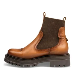 Bottines Chelsea COGNAC Femme CUIR Motif Uni A Enfiler