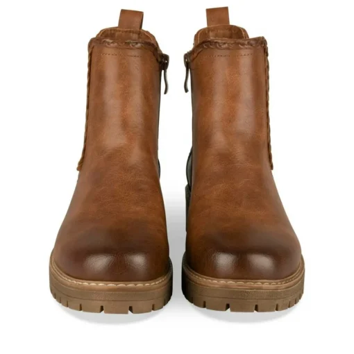 Bottines Chelsea COGNAC Femme Motif Uni Fermeture éclair
