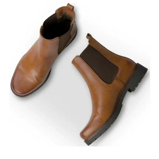 Bottines Chelsea COGNAC Femme Motif Uni A Enfiler