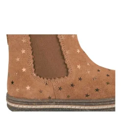 Bottines Chelsea COGNAC Fille CUIR Motif Etoiles Fermeture éclair