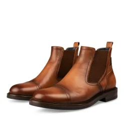 Bottines Chelsea COGNAC Homme CUIR Motif Uni A Enfiler