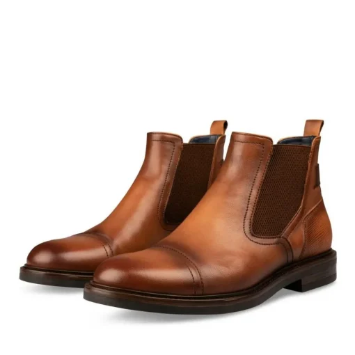 Bottines Chelsea COGNAC Homme CUIR Motif Uni A Enfiler