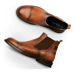 Bottines Chelsea COGNAC Homme CUIR Motif Uni A Enfiler