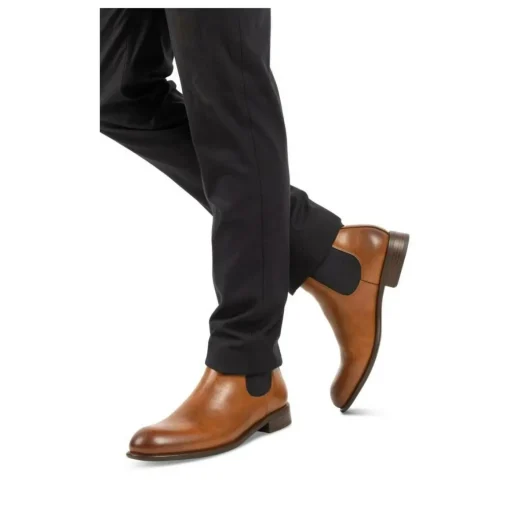 Bottines Chelsea COGNAC Homme Motif Uni A Enfiler