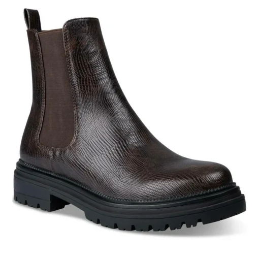 Bottines Chelsea MARRON Femme Motif Animal A Enfiler