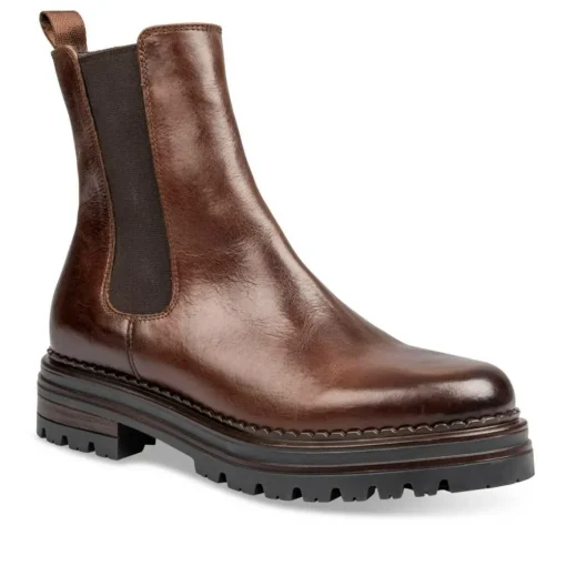 Bottines Chelsea MARRON Femme CUIR Motif Uni A Enfiler