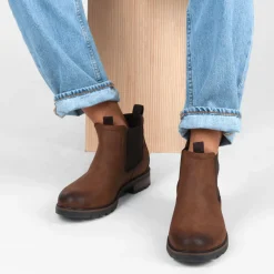 Bottines Chelsea MARRON Homme Motif Uni A Enfiler