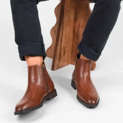 Bottines Chelsea MARRON Homme Motif Uni A Enfiler