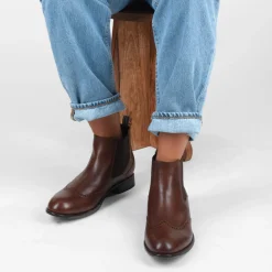 Bottines Chelsea MARRON Homme Motif Uni A Enfiler