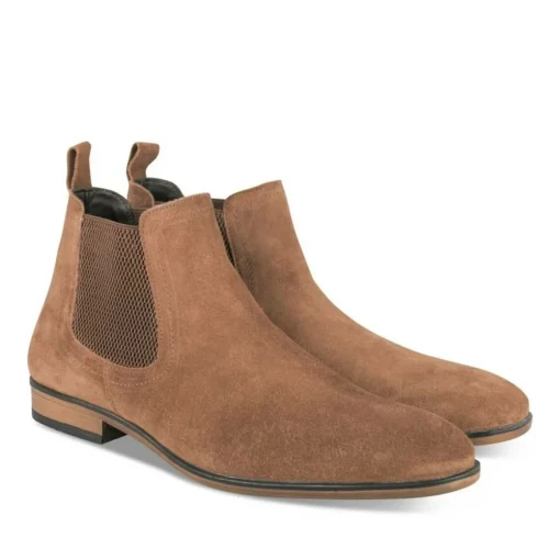 Bottines Chelsea MARRON Homme CUIR Motif Uni A Enfiler