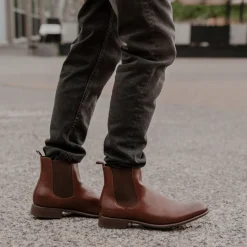 Bottines Chelsea MARRON Homme Motif Uni A Enfiler