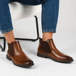 Bottines Chelsea MARRON Homme Motif Uni A Enfiler