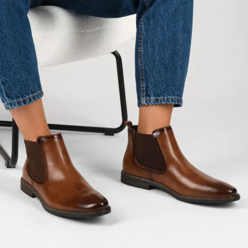 Bottines Chelsea MARRON Homme Motif Uni A Enfiler
