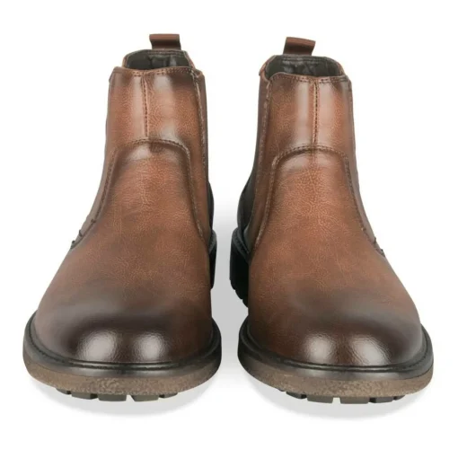 Bottines Chelsea MARRON Homme Motif Uni A Enfiler