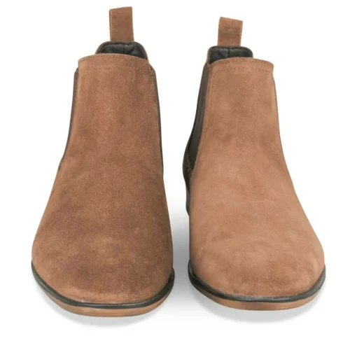 Bottines Chelsea MARRON Homme CUIR Motif Uni A Enfiler