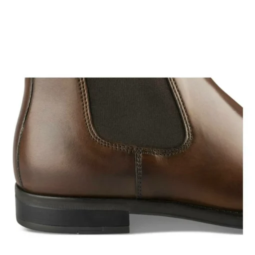 Bottines Chelsea MARRON Homme CUIR Motif Uni A Enfiler