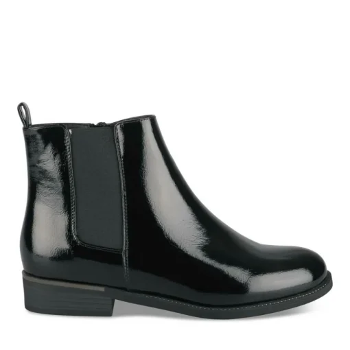 Bottines Chelsea NOIR Femme Motif Vernis Fermeture éclair