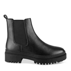Bottines Chelsea NOIR Femme CUIR Motif Uni Elastique