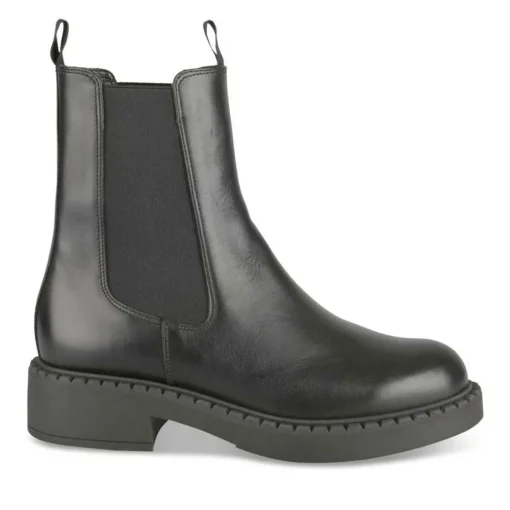 Bottines Chelsea NOIR Femme CUIR Motif Uni Elastique
