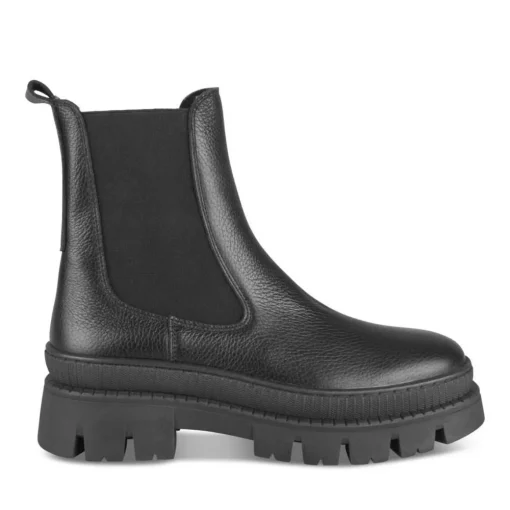 Bottines Chelsea NOIR Femme CUIR Motif Uni Elastique