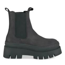 Bottines Chelsea NOIR Femme CUIR Motif Uni Elastique