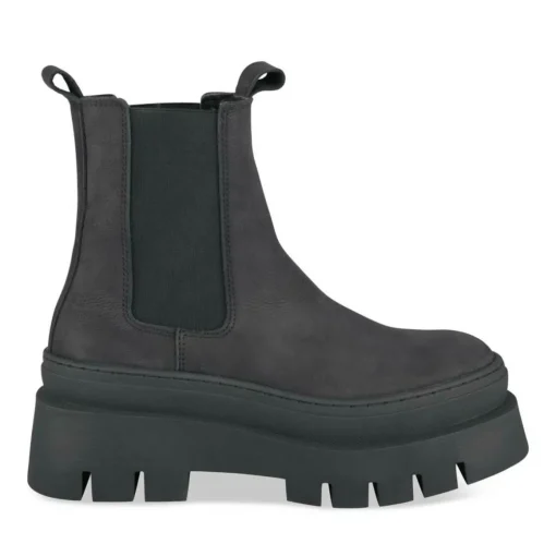 Bottines Chelsea NOIR Femme CUIR Motif Uni Elastique