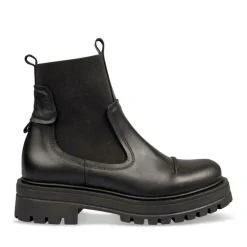 Bottines Chelsea NOIR Femme CUIR Motif Uni A Enfiler