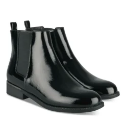 Bottines Chelsea NOIR Femme Motif Vernis Fermeture éclair