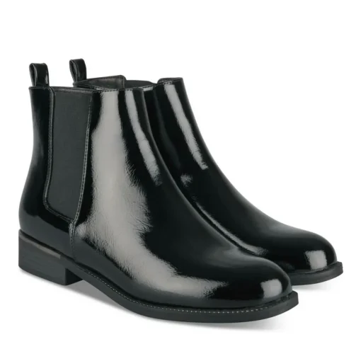 Bottines Chelsea NOIR Femme Motif Vernis Fermeture éclair