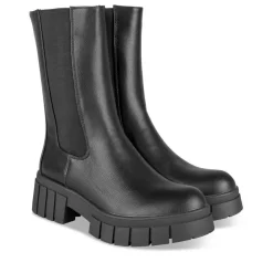 Bottines Chelsea NOIR Femme Motif Uni A Enfiler